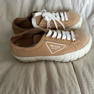 Prada Tan Sneakers with White Accents